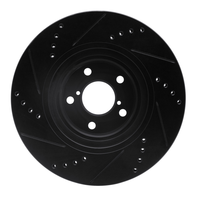 Toyota 86 Brake Rotor (1) - Front Right - R1 Concepts - Drilled & Slotted - Black - `04-`25